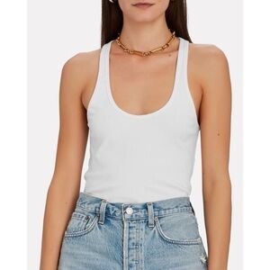 A.L.C. Savanna Scoop Neck White Stretch Cotton Jersey Tank Top 8KTOP00485 EUC S